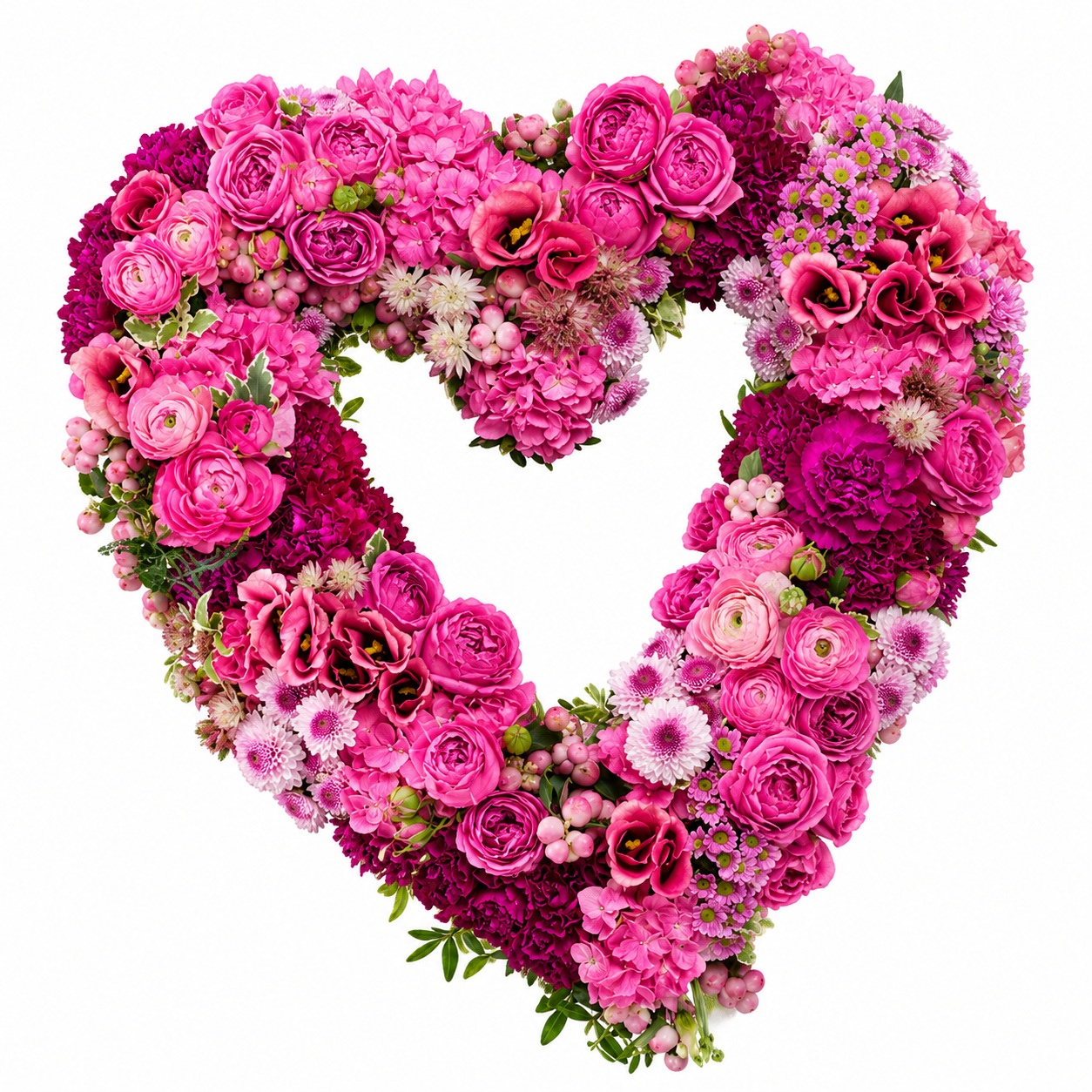 Hjerte i roser og blandede blomster​ BB199, ca. 40 cm.