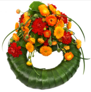 Bladkrans m. dekoration i valgfri farve​ KRF45 - 45 cm.